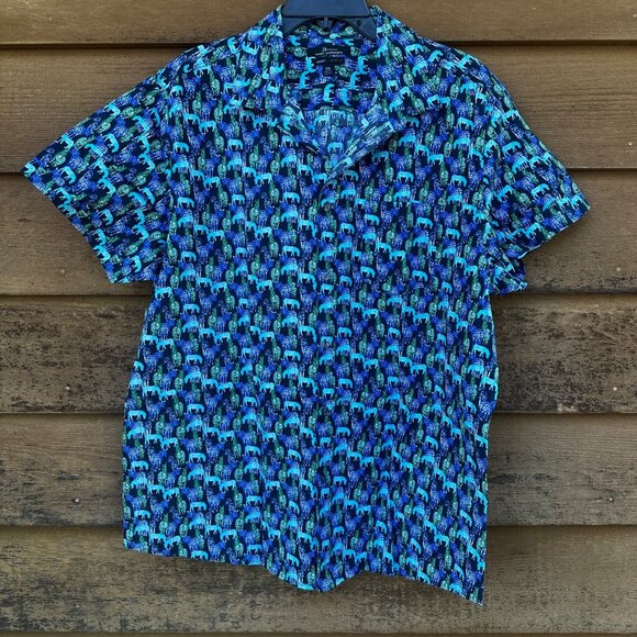 Marc Anthony Blue Zebra Luxury Button Down Mens Shirt Size XXL - Picture 1 of 11